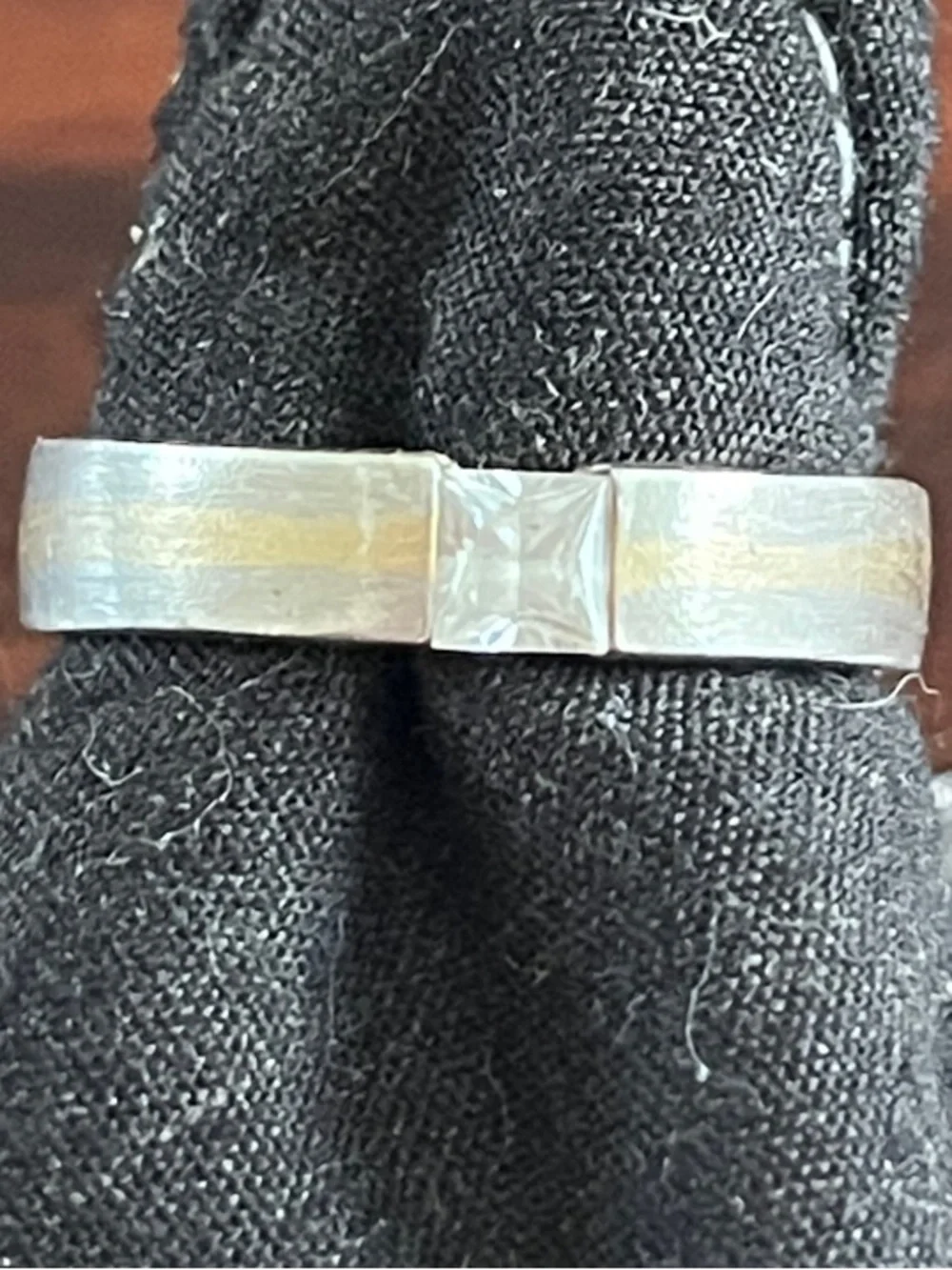 Brilliant Sterling/Gold Channel CZ Ring